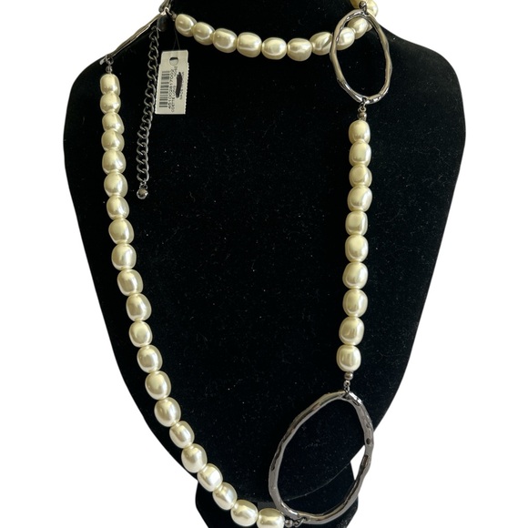 Chico's Elegant Silver Necklace with Pearl Accents